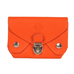 Porte monnaie orange en cuir