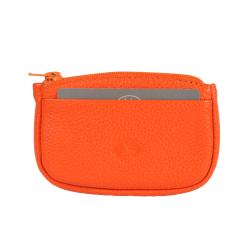 Porte monnaie orange en cuir - face