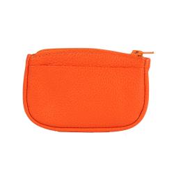 Porte monnaie orange en cuir - face