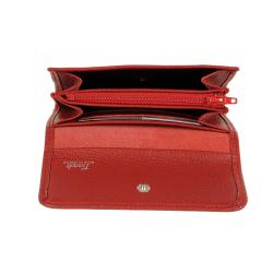 Porte monnaie rouge cuir - de face