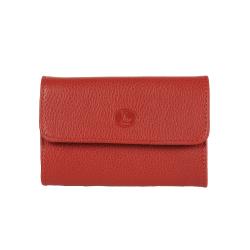 Porte monnaie rouge cuir - de face