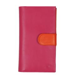 Compagnon cuir fushia et orange - de face