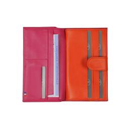 Compagnon fushia et orange en cuir