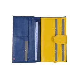 Compagnon cuir bleu et jaune - de face