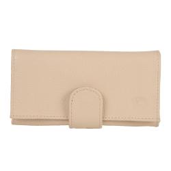 Porte monnaie en cuir beige - de face