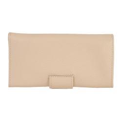 Portefeuille femme beige en cuir