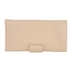 Porte monnaie en cuir beige - de face