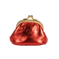 Bourse en cuir rouge - face