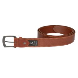 Ceinture cognac en cuir avec surpiqûre