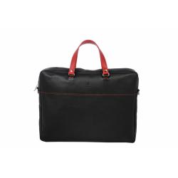 Cartable en cuir rouge et noir - Frandi