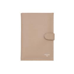 Portefeuille femme cuir beige de face - Frandi