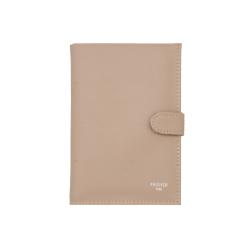 portefeuille femme cuir beige - de face ouvert