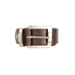 Ceinture large pour homme en cuir marron