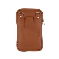 Etui téléphone en cuir camel de la marque Frandi