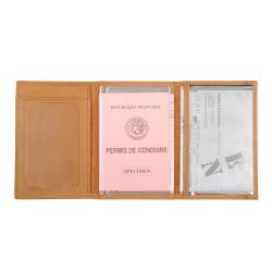 Porte Papiers En Cuir - Porte Carte -Assurance- Carte Grise