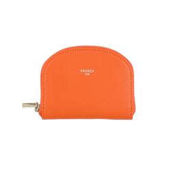 Porte monnaie orange demi lune en cuir Frandi