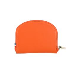 Porte monnaie orange demi lune en cuir Frandi