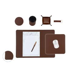 Set bureau en cuir marron 50/34 cm - Frandi