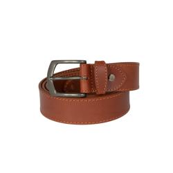 Ceinture cognac en cuir avec surpiqûre