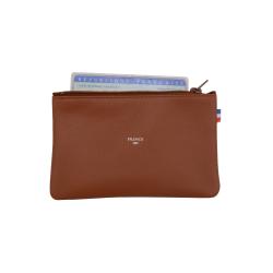 Mini pochette cuir-Camel