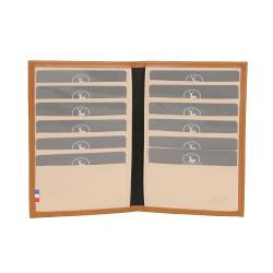 Porte carte cuir camel et beige - de face