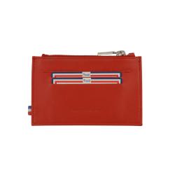 Porte carte rouge en cuir de veau