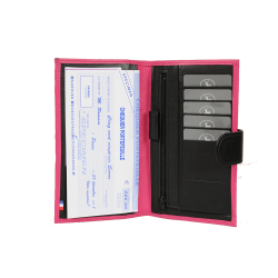 Porte chéquier fushia et rose - de face