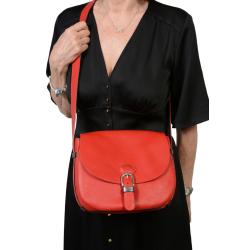 Sac Frandi en cuir rouge avec passant - Frandi made in France
