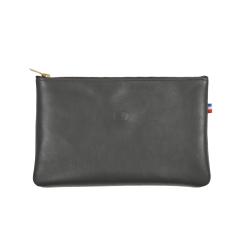 Pochette femme cuir gris - de face