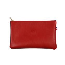 Pochette femme cuir rouge - de face