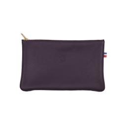 Pochette femme cuir violet - de face