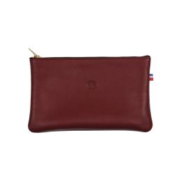 Pochette femme cuir bordeaux - de face