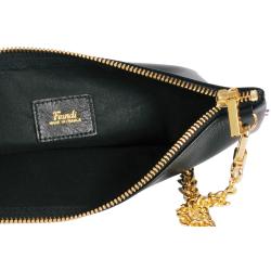 Pochette femme cuir noir - de face