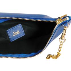 Pochette femme bleu avec chaîne - de face