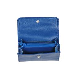 porte monnaie femme cuir bleu - de face