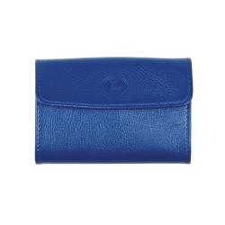 porte monnaie femme cuir bleu - de face