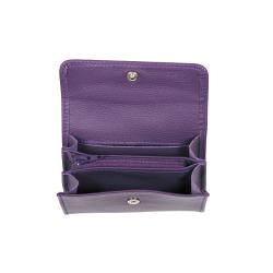 porte monnaie femme cuir violet - de face