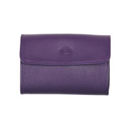 porte monnaie femme cuir violet - de face