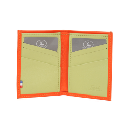 Porte carte orange et vert - ouvert