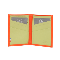 Porte carte orange et vert - ouvert