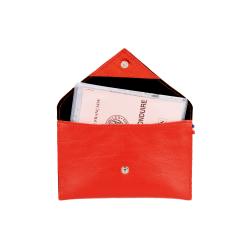 Porte papier cuir rouge  -  ouvert