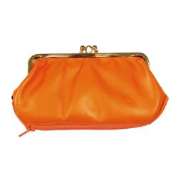 Porte monnaie femme cuir orange - de face