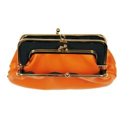 Porte monnaie femme cuir orange - de face