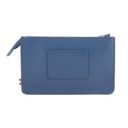 Portefeuille avec passant ceinture en cuir bleu 