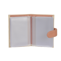 Porte carte beige et poudre - de face