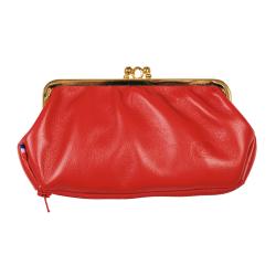 Porte monnaie cuir femme rouge - de face