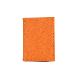 Porte carte orange cuir - ouvert