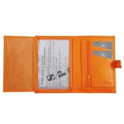 Portefeuille cuir orange avec patte - de face