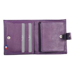 Port monnaie violet - pour femme - ouvert