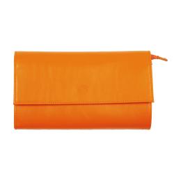 Portefeuille compagnon cuir orange - ouvert